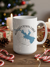 White mug with "Whiskeytown Lake California" and a nautical compass design.