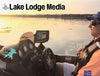 Man in boat at sunset with Lake Lodge Media and Benbrook Life logos.