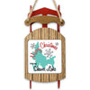Sled ornament with "Merry Christmas FROM Shaver Lake" and teal map graphic.
