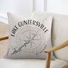 Pillow with Lake Guntersville, Alabama map and compass design.