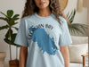 Light blue t-shirt with Georgian Bay map and compass graphic.