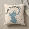 Pillow with Lake Pleasant Arizona map and compass rose design.