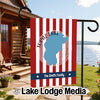 Garden flag with Topaz Lake map and "The Smith Family" text.