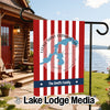 Customizable garden flag featuring Little Saint Germain Lake map and "The Smith Family".