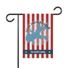 Garden flag with red and white stripes, showing Herb Parsons Lake and "The Smith Family."