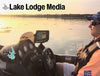 Man in boat at sunset, text "Lake Lodge Media" and "Conroe Life" logos.