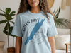 Light blue t-shirt with a compass graphic featuring a blue Green Bay Wisconsin map outline.