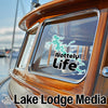 Nottely Life sticker on a boat window, with Lake Lodge Media logo.