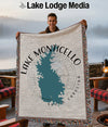 Fringed blanket featuring Lake Monticello shape and "South Carolina" text.