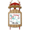 Red metal sled ornament with "Merry Christmas From Falls Lake" text and lake map.