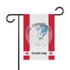 Garden flag with Lake Charleston map, compass, Canadian flags, and "The Smith Family."