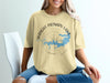 Yellow t-shirt with Wright Patman Lake map and compass graphic.
