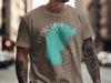 Taupe t-shirt with blue Topaz Lake outline and "California" text.