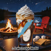 Glass with whipped cream, caramel, and ice. Wisconsin and Green Bay text visible.