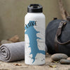 White water bottle with blue lake graphic and "LAKE" text.