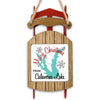 Christmas ornament shaped like a sled with "Merry Christmas from Calaveras Lake".