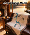 Throw blanket with Pickwick Lake map and compass design, Tennessee.