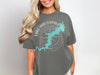 Grey t-shirt with Lake Wallenpaupack Pennsylvania map and compass design.