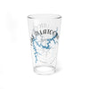 Clear glass pint glass with a blue Lake Allatoona map and compass rose design.