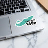 Lake Erie Life sticker on a laptop keyboard.