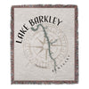 Lake Barkley Kentucky map on woven blanket with compass and fringe.