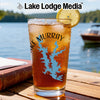 Glass of iced tea with a lemon slice, featuring "Lake Murray Oklahoma" map graphic.
