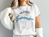 White t-shirt with Lake Merwin Washington design and compass rose