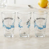 Three clear glasses featuring "Lake Amistad" text and blue lake maps.