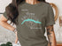 T-shirt featuring a teal outline map of Lake Merwin, Washington.