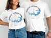 White t-shirts with blue Wright Patman Lake map graphic and text.