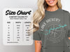 Size chart for Comfort Colors 1717 heavyweight adult tee with measurements in inches.