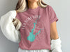 Rose t-shirt with Folsom Lake California map and compass graphic.