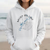 White hoodie with Melton Hill Lake Tennessee design featuring compass and map.