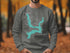 Grey sweatshirt with teal outline of Kaw Lake, Oklahoma and compass rose.