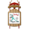 Sled ornament with "Merry Christmas from Pokegama Lake" text and a lake map graphic.