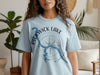 Light blue t-shirt with a stylized map of Pickwick Lake, Alabama and a compass rose.