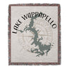 Tapestry featuring Lake Wappapello map, compass rose, and "Missouri."