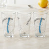 Three clear glasses with blue Conesus Lake outline and compass rose design.
