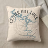 Center Hill Lake Tennessee map with compass rose on a textured cream pillow.