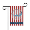 Garden flag with red and white stripes, Wright Patman Lake map, and "The Smith Family."