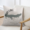 Enid Lake Mississippi map with compass graphic on a light-colored pillow.