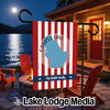 Garden flag with red and white stripes, showing Ossipee Lake shape and "The Smith Family".