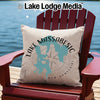 Pillow with Lake Massabesic, New Hampshire map and compass rose design.