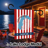 Customizable Grand Lake Colorado flag with red and white stripes and compass graphic.