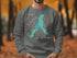 Dark grey sweatshirt with turquoise Lakewood Lakes Missouri map and compass design.