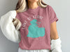 Rose t-shirt with turquoise outline of Michigan, "Lake St. Clair" text, and compass.