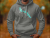 Gray hoodie with Bass Lake California map and compass graphic on chest.