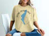 Yellow t-shirt with Long Pond Lake map and compass graphic.