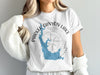 White t-shirt with Parker Canyon Lake Arizona design and compass rose.