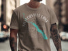 Brown t-shirt with "SAYLORVILLE LAKE IOWA" text, compass, and lake graphic.